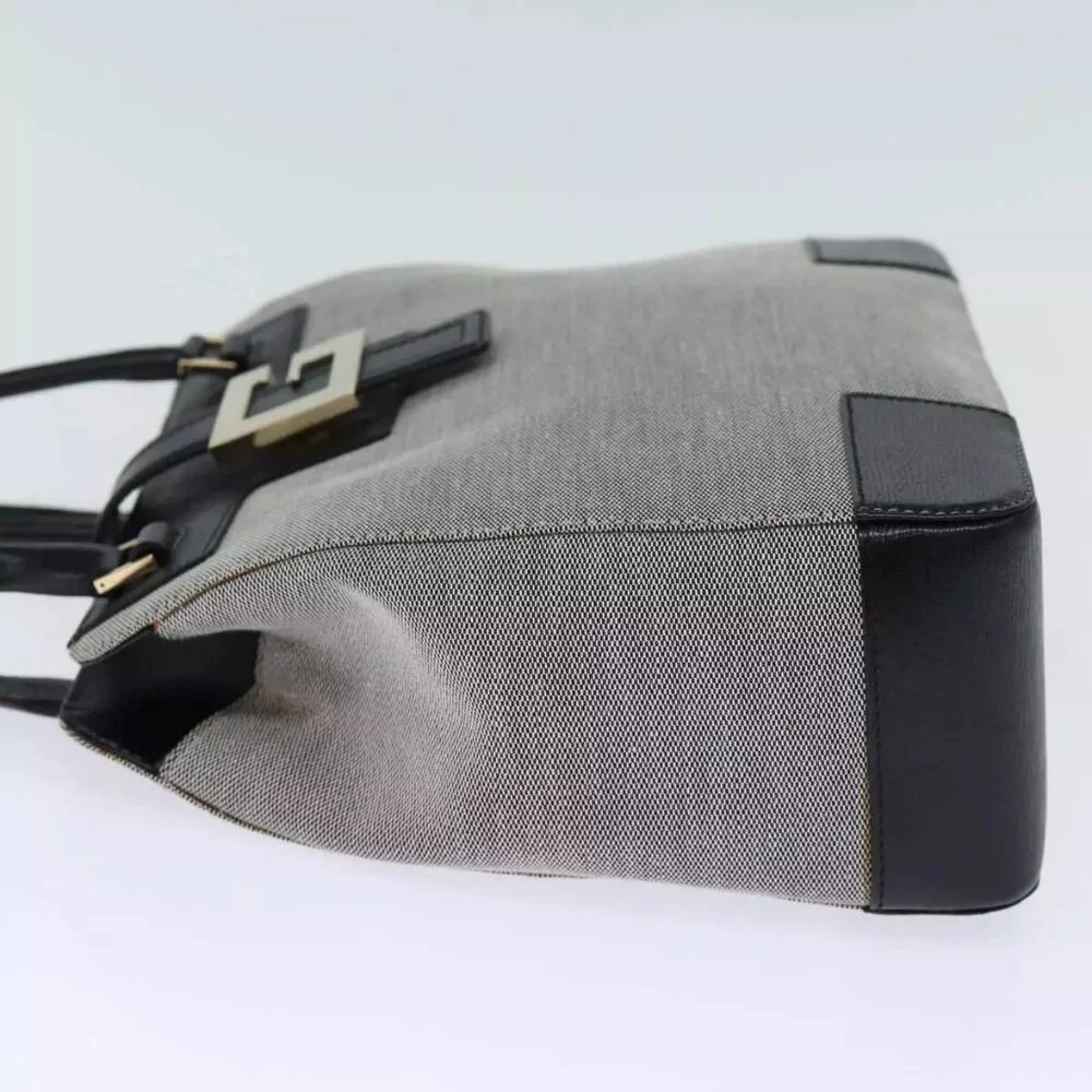 GUCCI Hand Bag Canvas Gray Auth